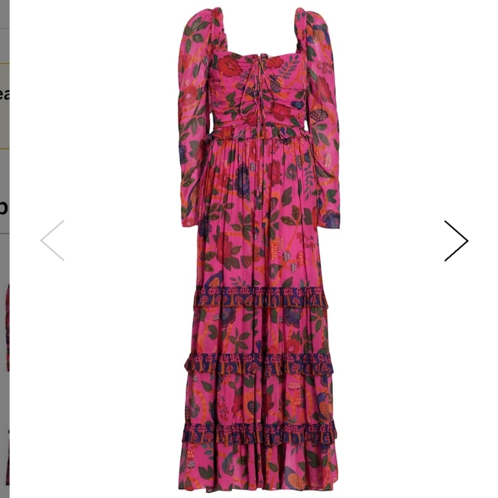 Farm Rio Sweet Forest Tiered Maxi Dress Size Medium NWT